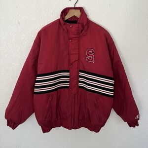 VTG Logo Athletic Stanford Cardinal Pullover Jacket XL Red NCAA Hood Missing 90s